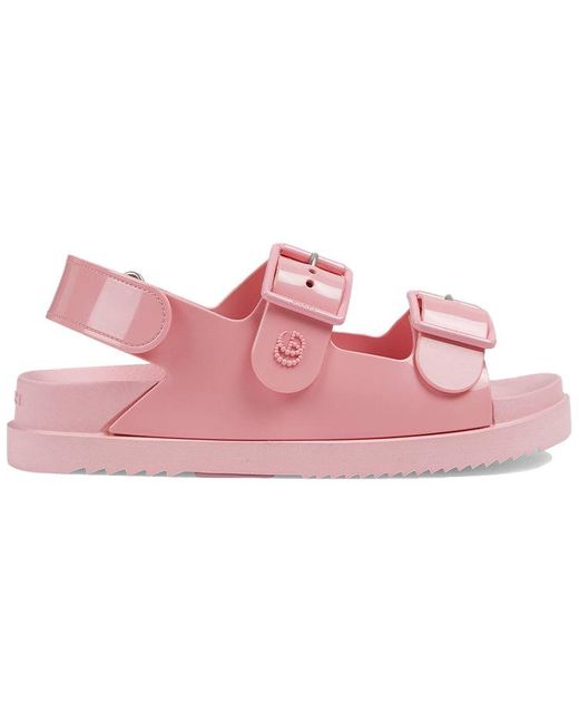 Gucci Pink Rubber Slingback Sandals