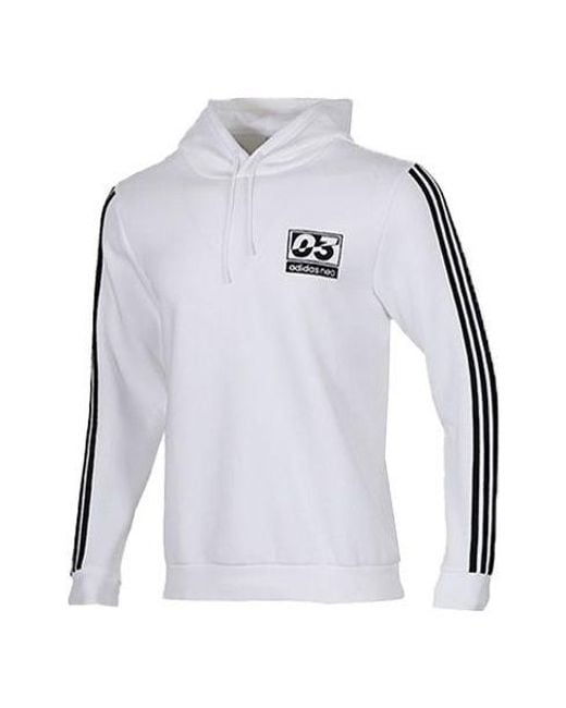Adidas White Neo Sports Pullover Hooded Long Sleeves for men