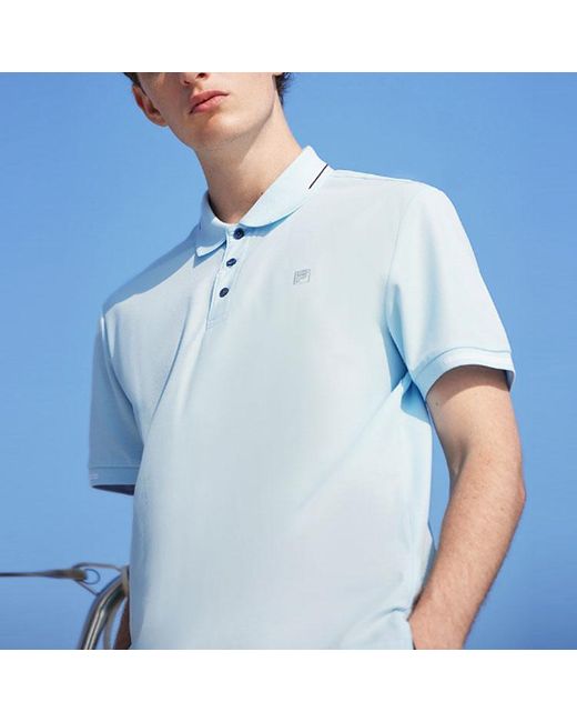 Fila Blue Casual Single Color Short Sleeve Poloshirt for men