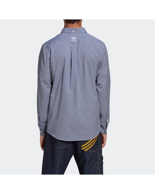 Adidas Blue Originals X Human Made Crossover Embroidered Long Sleeves Shirt for men