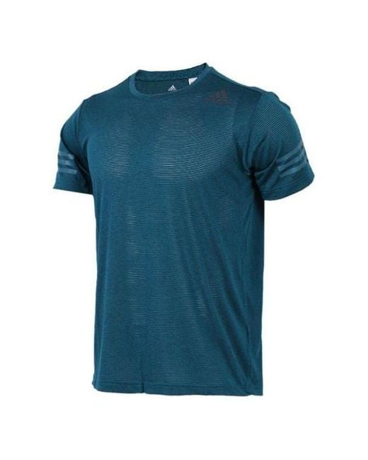 Adidas Blue Solid Color Breathable Quick Dry Round Neck Short Sleeve T-Shirt for men