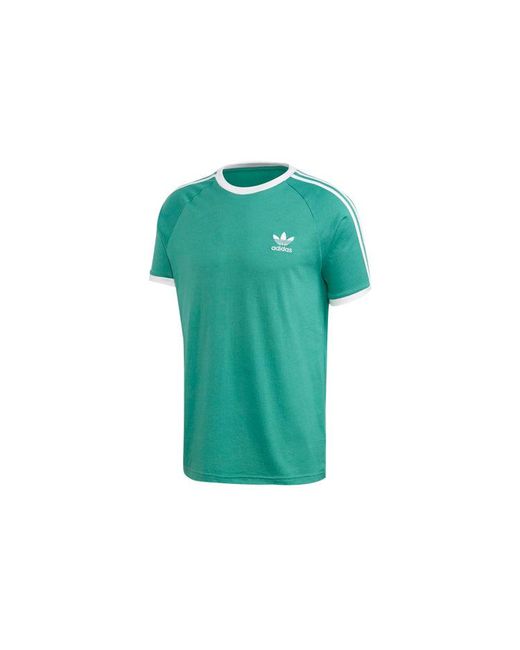 Adidas Green Originals 3-Stripes Tee Casual Round Neck Loose Logo Stripe Short Sleeve for men