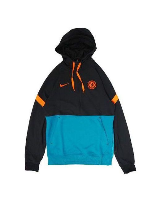 Nike Blue Chelsea Contrasting Colors Half Zipper Knit Soccer for men