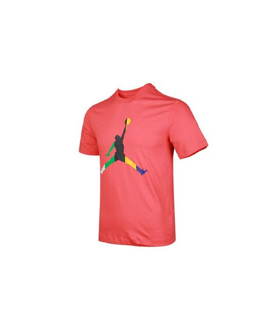 Nike Pink Sport Dna Jumpman Round Neck Short Sleeve Coral T-Shirt for men