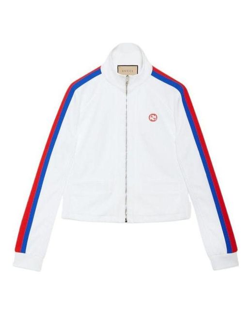 Gucci Blue Technical Jersey Zip Jacket With Web