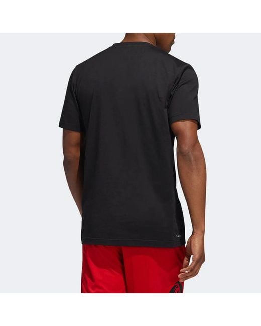 Adidas Black Casual Sports Printing Round Neck Pullover Short Sleeve T-Shirt for men