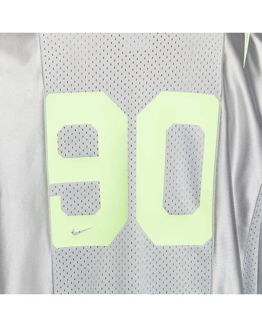 Nike Gray (Wmns) Sportswear Street Oversized Graphic Jersey Top Asia Sizing 'Smoke Barely Volt'