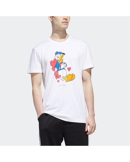 Adidas White Neo X Disney Crossover Donald Duck Printing Casual Short Sleeve for men