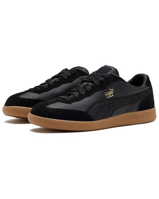 PUMA Black Liga Leather Retro Shoe for men