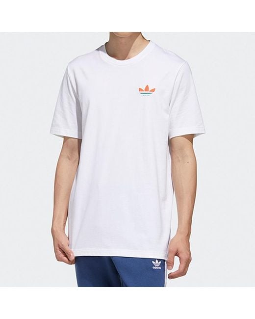 Adidas White Originals Athleisure Casual Sports Short Sleeve for men