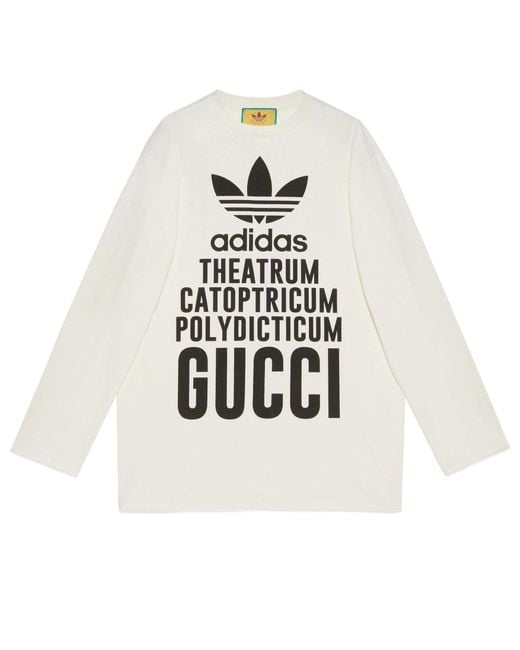 Gucci White X Adidas Oversized Cotton Jersey Long Sleeve T-shirt