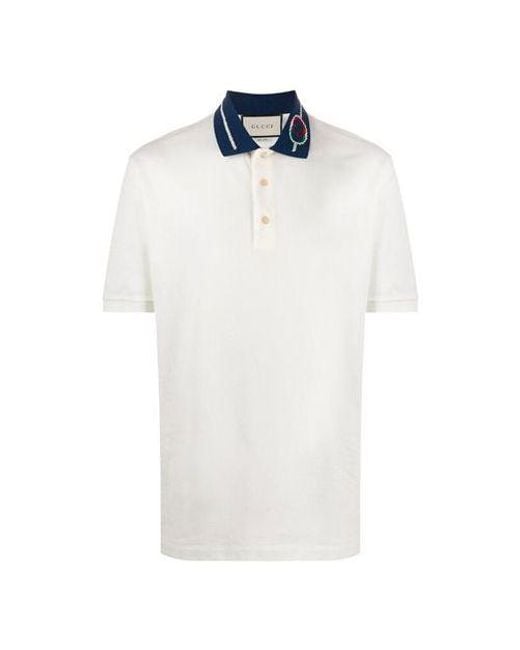 Gucci White Interlock G Short Sleeve Polo for men