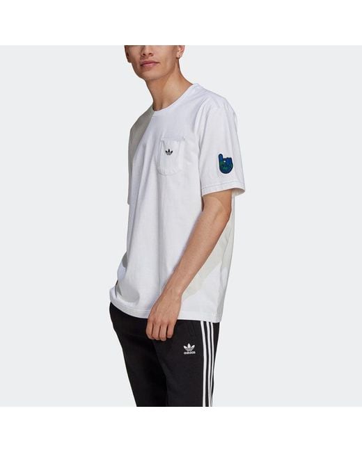 Adidas White Originals Artist Tee Ss Funny Printing Sports Round Neck Short Sleeve for men