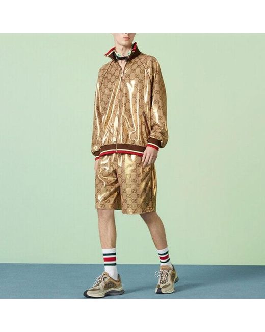 Gucci Brown Gg Technical Jersey Zip Jacket for men