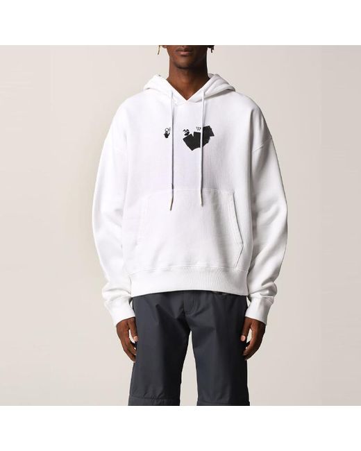 Off-White c/o Virgil Abloh White Fw21 Logo Printing Pullover Loose Version for men