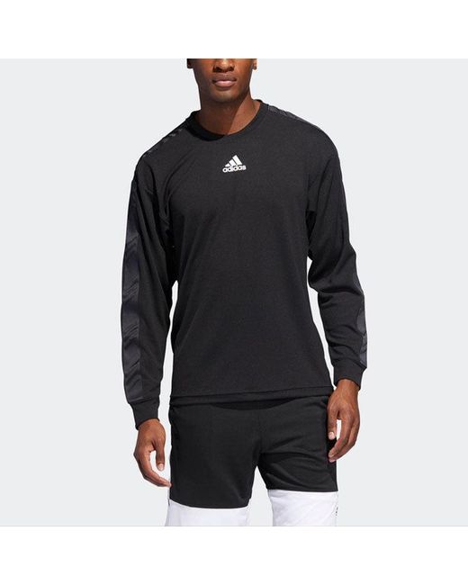 Adidas Blue Printing Logo Round Neck Long Sleeves for men