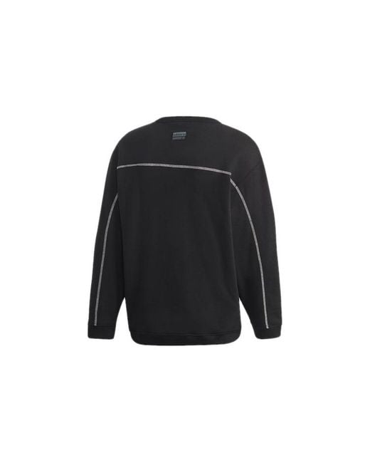Adidas Black Originals Logo Ribbed Sleeve Sports Pullover for men