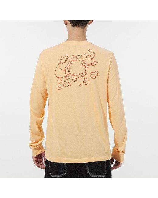Nike Natural Basketball Training Sports Printing Breathable Long Sleeves Apricot Color T-Shirt for men