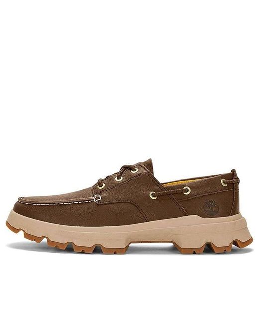 Timberland Brown Greenstride Originals Ultra Leather Boat Shoes for men