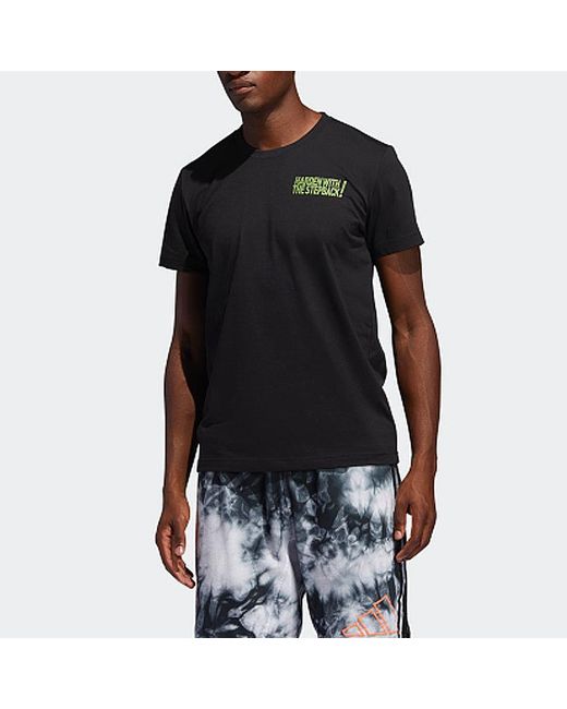 Adidas Black Harden Stepback Basketball Sports Round Neck Short Sleeve for men