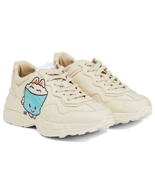 Gucci Blue (Wmns) Kawaii Rhyton Leather Sneakers 'Cream'