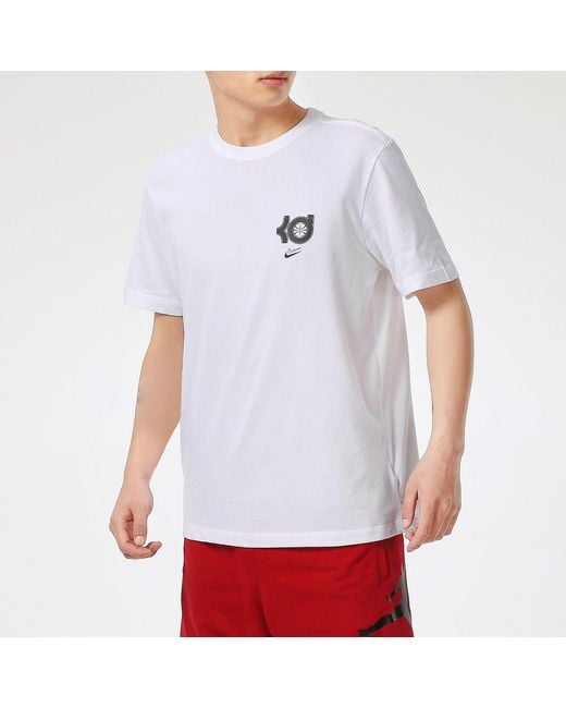 Nike White Dri-Fit Kd Durant Printing Sports Round Neck Basketball Short Sleeve for men