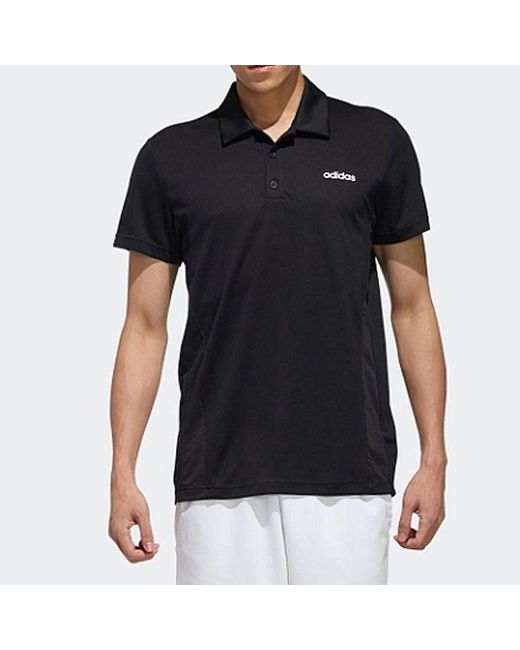 Adidas Black Training Sports Short-Sleeve Polo Shirt for men