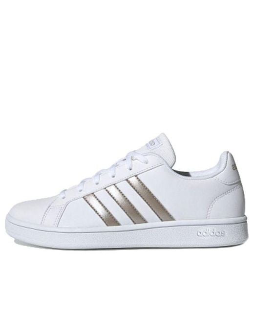 Adidas White (Wmns) Grand Court Base Platinum Metallic'