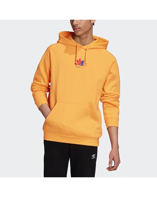Adidas Yellow Originals 3D Trefoil Hood Casual Sports Logo Pullover Color for men