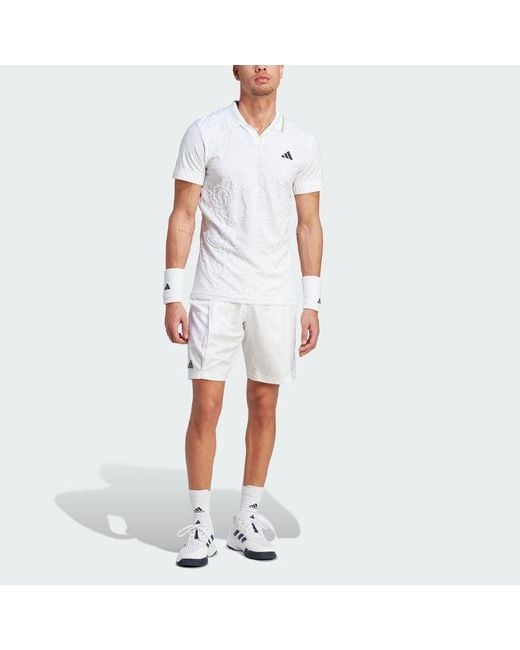 Adidas White Tennis London Freelift Polo Shirt for men