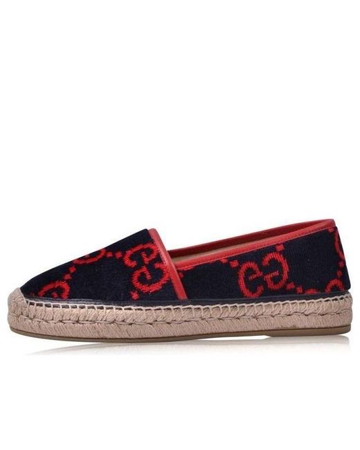 Gucci Red (Wmns) Gucc Espadrilles Terry Cloth Gg Monogram