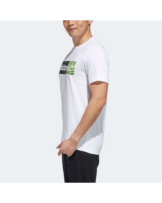 Adidas White Neo Contrasting Colors Logo Printing Sports Short Sleeve for men
