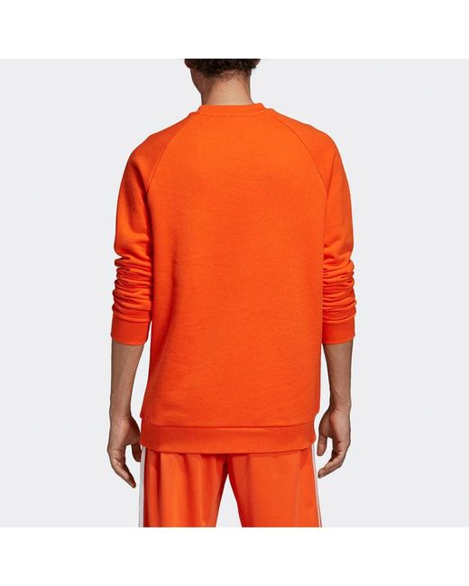 Adidas Orange Originals Chest Logo Athleisure Casual Sports Round Neck for men