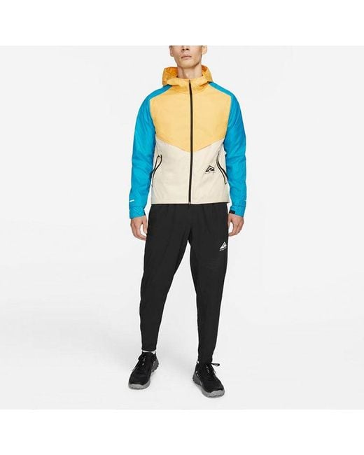Nike Blue Windrunner Contrast Windproof Casual Hooded Jacket For for men