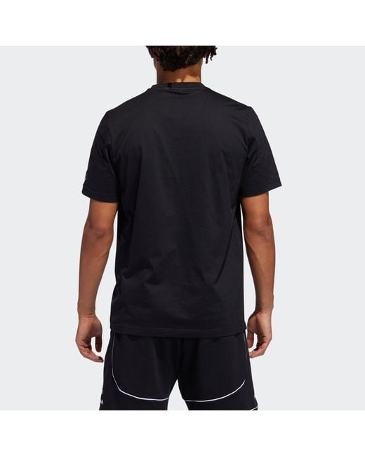 Adidas Black Donovan Logo Basketball Sports Round Neck Short Sleeve for men