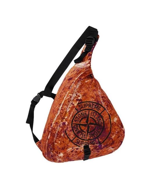 Supreme Red X Stone Island Printed Camo Nylon Shoulder Bag for men