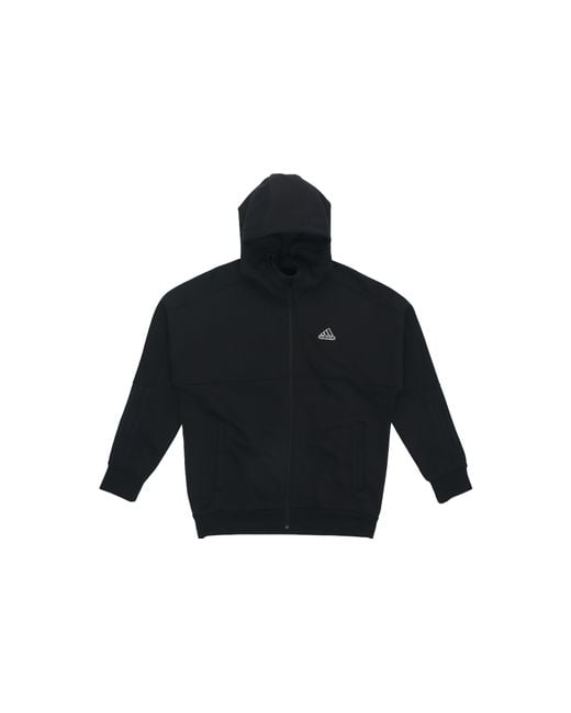 Adidas Blue Splicing Hooded Zipper Jacket for men