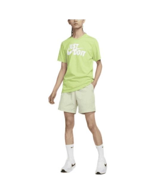 Nike Green Nai-Ke Cha Nai-Ke Cha Series Solid Color Breathable Lacing Straight Shorts Light for men