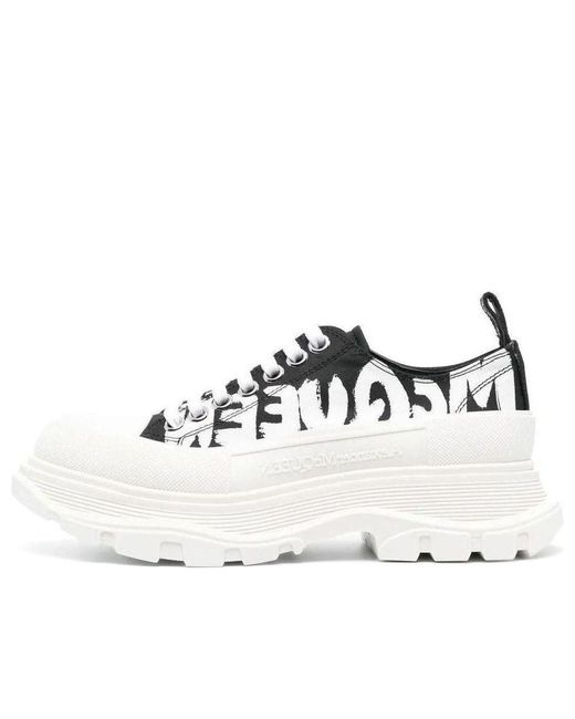 Alexander McQueen White Tread Slick Low Lace Up Graffiti Shoes