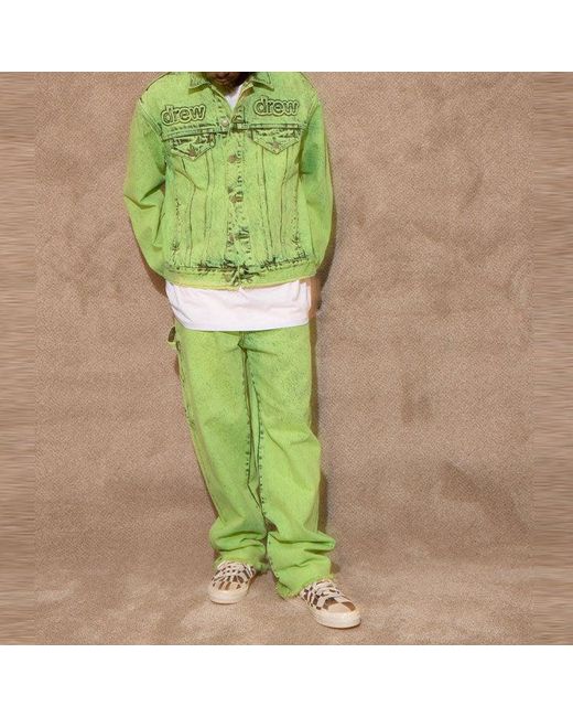Drew House Green Oversized Trucker Jacket 'Painted Lime' for men
