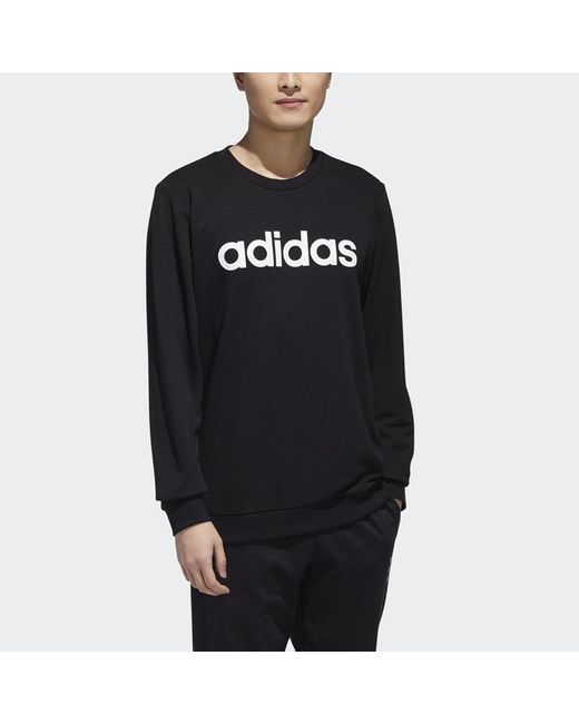 Adidas Black Neo M Esntl Logo Sw Casual Sports Round Neck Knit Pullover for men
