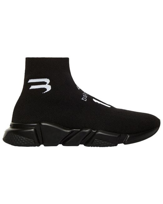 Balenciaga Black Speed Lt Soccer Sponsor Logo Sneakers Knit' for men