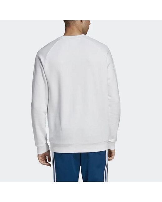 Adidas White Originals Trefoil Warm-Up Crew Sweatshirt for men