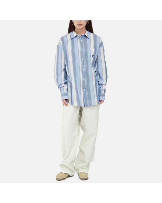 Stussy Blue Wide Striped Shirt for men