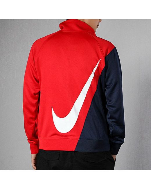 Nike Red Casual Sports Knit Cardigan Stand Collar Jacket Large for men