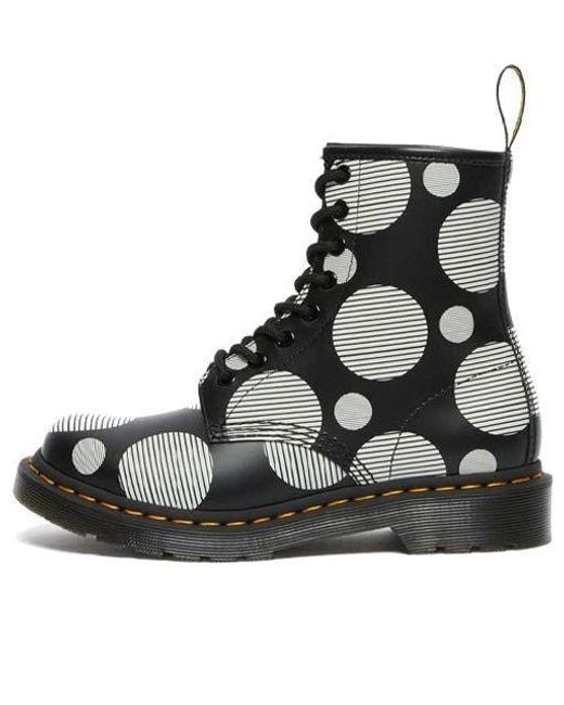Dr. Martens Black (Wmns) Dr.Martens 1460 Polka Dot Smooth Leather Lace Up Boots