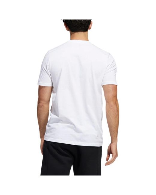 Adidas White Alphabet Logo Sports Round Neck Pullover Short Sleeve T-Shirt for men