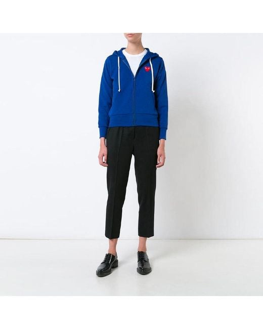 COMME DES GARÇONS PLAY Blue Heart Zip Up Hoodie