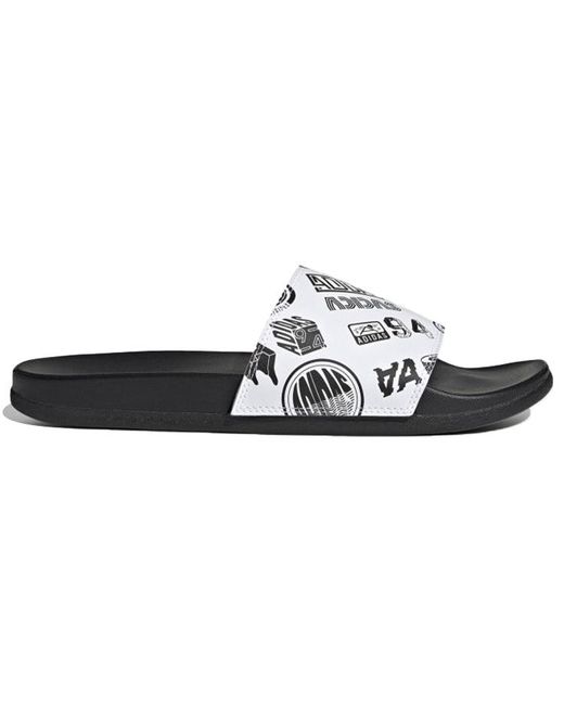 Adidas Black Adilette Comfort Slide 'All Over Logos for men