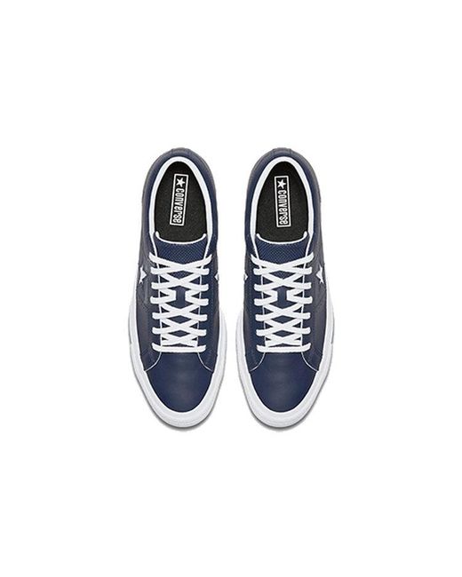 Converse Blue One Star Perforated Leather Low Top for men